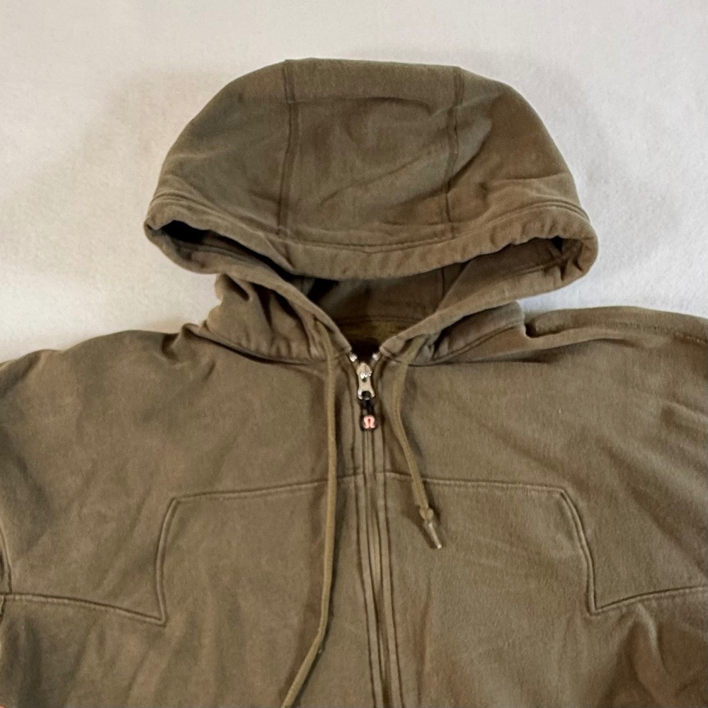 Lululemon Full Zip Hoodie Mens Large Fleece Athletic Sweatshirt Olive Green